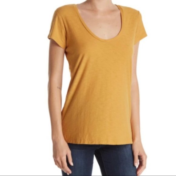 James Perse Standard Yellow Pumpkin Comet Short Sleeve Scoop Neck T-Shirt - 4/XL - Picture 1 of 9